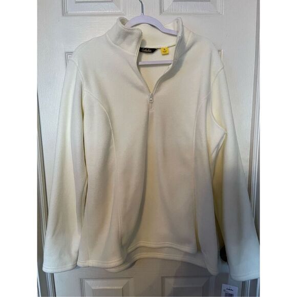 New Cabela’s Womens Cream Long Sleeve Quarter Zip Fleece Sweatshirt XL - Picture 9 of 11